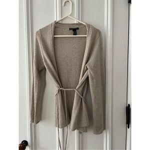 Marina Luna beige sparkle cardigan wrap sweater L
